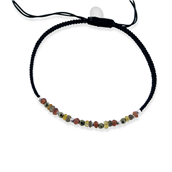 By Pind Colorful knyttet armbånd sølv sort med rhodalit, pyrit og turmelin