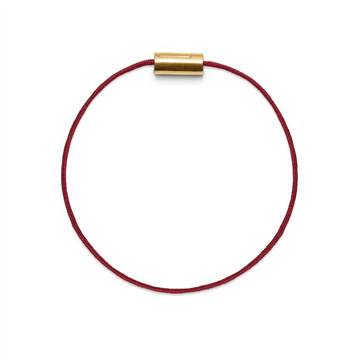 Mads Z Black Sun armbånd, rød nylon m. 14 kt. guldlås
