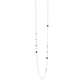 Mads Z Carnival halskæde sølv med perle, rutilkvarts, røgkvarts og månesten