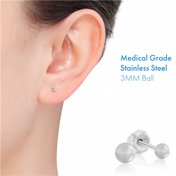Inverness Home Ear Piercing Kit - Lav selv hul i ørene (komplet sæt kugle 3 mm stål)