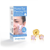 Inverness Home Ear Piercing Kit - Lav selv hul i ørene (komplet sæt kugle 3 mm forgyldt pink ice)