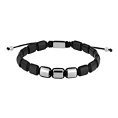 SON of NOA armbånd stål m. sort onyx (19-25 cm)