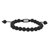 SON of NOA armbånd stål m. sort agat (19-25 cm)