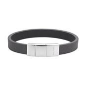 SON of NOA armbånd stål sort kalveskind (19-23 cm)