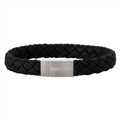 SON of NOA armbånd stål sort kalveskind (19-23 cm)