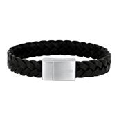 SON of NOA armbånd stål sort kalveskind (19-23 cm)