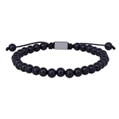 SON of NOA armbånd stål m. blank onyx sten (19-25 cm)