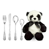Nordahl Andersen børnebestik stål 4 dele m. panda inkl Panda bamse