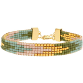 Nuni Copenhagen Monika Dusty Green armbånd forgyldt sølv m. perler (16+3 cm)