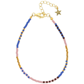 Nuni Copenhagen Nanna Blue Multi armbånd forgyldt sølv m. perler (16+3 cm)