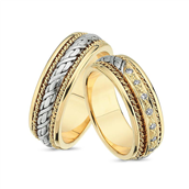 Nuran vielsesringe 2 farver 14kt 7*0,02ct w/vs