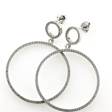 By Pind øreringe sølv med zirkoniasten lille og stor cirkel
