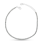 By Pind tennisarmbånd sølv med rørfatning sorte zirkoniasten (18cm)