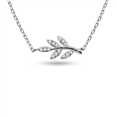By Pind halskæde sølv rhodineret blad paveret med zirkoniasten (40+5 cm)