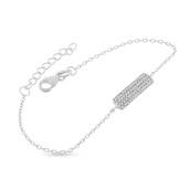 By Pind armbånd sølv rhodineret plade med zirkonia (15,5+3cm)