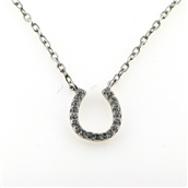 *By Pind halskæde sølv rhodineret med hestesko zirkoniasten (40+5cm)