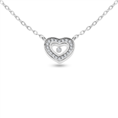 By Pind halskæde sølv rhodineret hjerte med zirkoniasten (40+5cm)