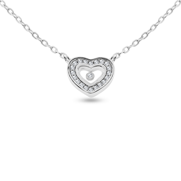 By Pind halskæde sølv rhodineret hjerte med zirkoniasten (40+5cm)