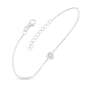 By Pind armbånd sølv rhodineret med blomst motiv og zirkoniasten (16+3cm)