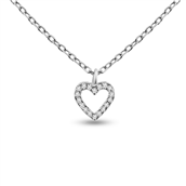By Pind halskæde sølv rhodineret åben hjerte med zirkoniasten (40+5 cm)