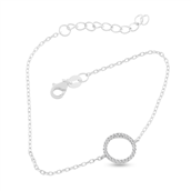 By Pind armbånd sølv rhodineret med cirkel med zirkoniasten (16+3cm)