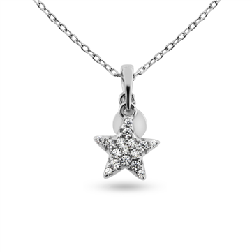 By Pind halskæde sølv rhodineret stjerne med zirkoniasten (40+5 cm)