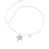By Pind armbånd sølv rhodineret med stjerne vedhæng med zirkoniasten (16+3cm)