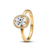 Pandora Oval Funklende Halo ring forgyldt metalblanding m. cz (str. 48-60)