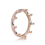 Pandora ring rosaforgyldt sølv krone med lys pink krystaller