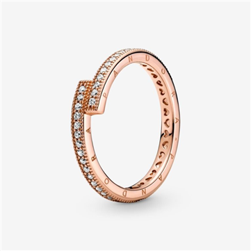 *Pandora Funklende Overlappende ring rosaforgyldt metalblanding str. 56