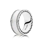*Pandora ring sølv cz+sølv farvet emalje