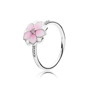 *Pandora ring sølv Magnolia pink cz+hvid pink emalje str. 52 