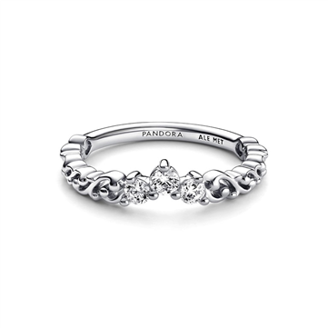 Pandora Royal swirl tiara ring sølv med klar cz (str. 48-60)