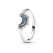 Pandora Kosmisk Blå Funklende Måne ring sølv m. cz (str. 48-60)