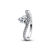 Pandora Bølget Pavéhjerte ring sølv m. cz (str. 48-60)
