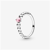 *Pandora Beaded ring sølv m. pink topas str. 54