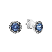 Pandora øreringe sølv m. blå krystal og klare zirkonia