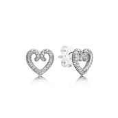 Pandora ørestikkere sølv hjerte med klar cz