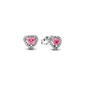 Pandora Fremhævet Pink Hjerte ørestikker sølv m. zirkonia