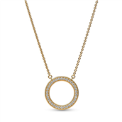 Pandora Signature Circle halskæde forgyldt metalblanding m. cz (45cm)