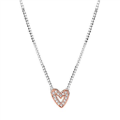 Pandora Funklende Frihåndshjerte Halskæde sølv med hjerte i roseforgyldt og zirkoniasten 45 cm
