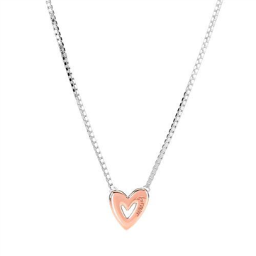 Pandora Funklende Frihåndshjerte Halskæde sølv med hjerte i roseforgyldt og zirkoniasten 45 cm