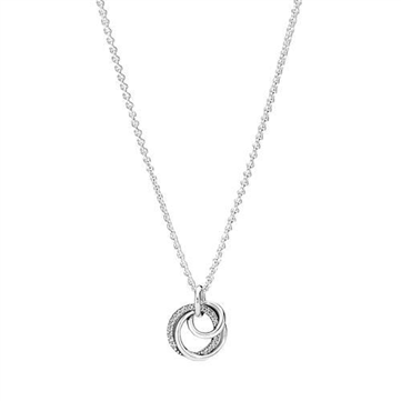 Pandora Familie Altid Cirkler Halskæde sølv med vedhæng af cirkler 60cm