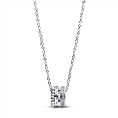 Pandora Signature Logo pavé & kugler halskæde sølv m. cz 45cm.