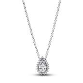 Pandora Funklende Pear Halo halskæde sølv m. cz (45 cm)