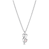 Pandora Uendelighedsknude halskæde sølv m. cz + perle (40-50 cm)