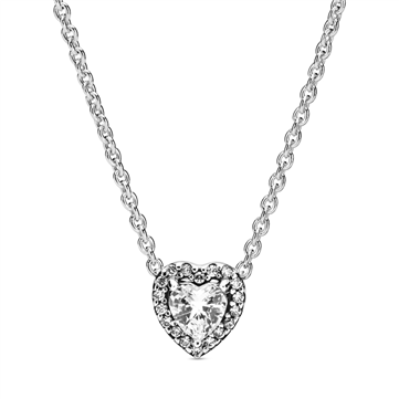 Pandora Elevated Heart halskæde sølv m. klar synt. zirkonia