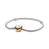 Pandora Moments Slangekædearmbånd m. forgyldt hjertelås (16-23 cm)
