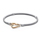 Pandora Moments armbånd slangekæde m. hjertelås fg (16-23cm)