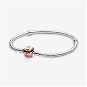 *Pandora armbånd sølv m/rose lås 17 cm